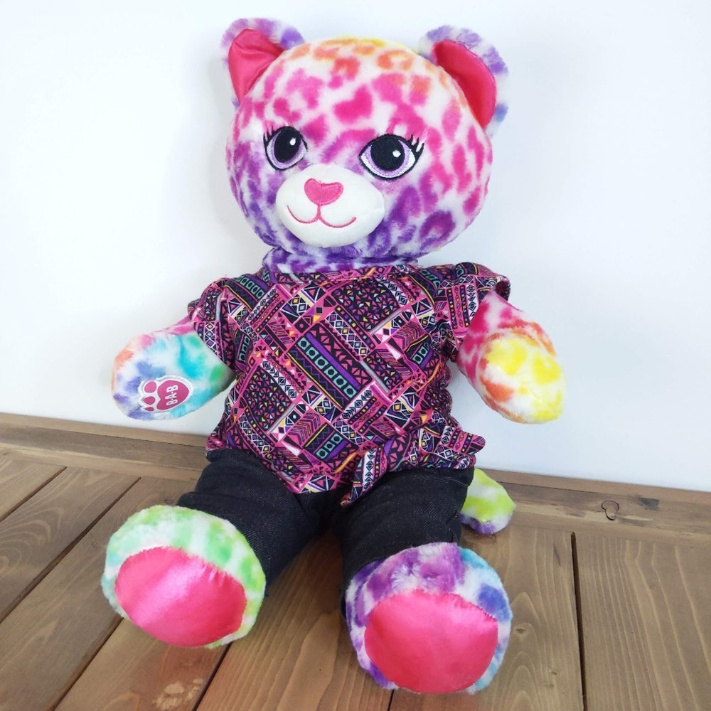 Build a Bear Workshop Colourful Rainbow Leopard Plush Stuffed Animal